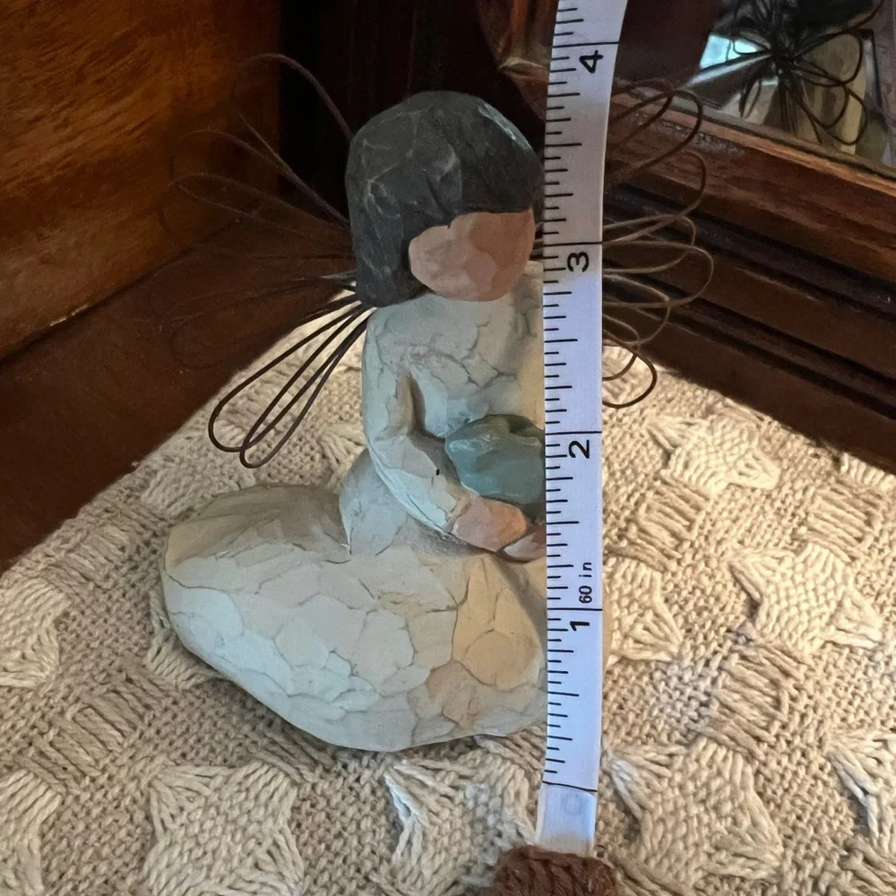 WILLOW TREE 'Angel of Protection' Rustic Hand Painted Angel Figurine Decor 4 in.